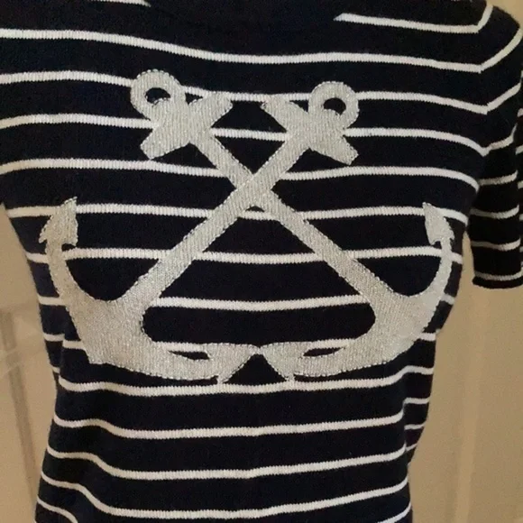 J. Crew Italian Cashmere Anchor stripe top Sm XS - Picture 6 of 8
